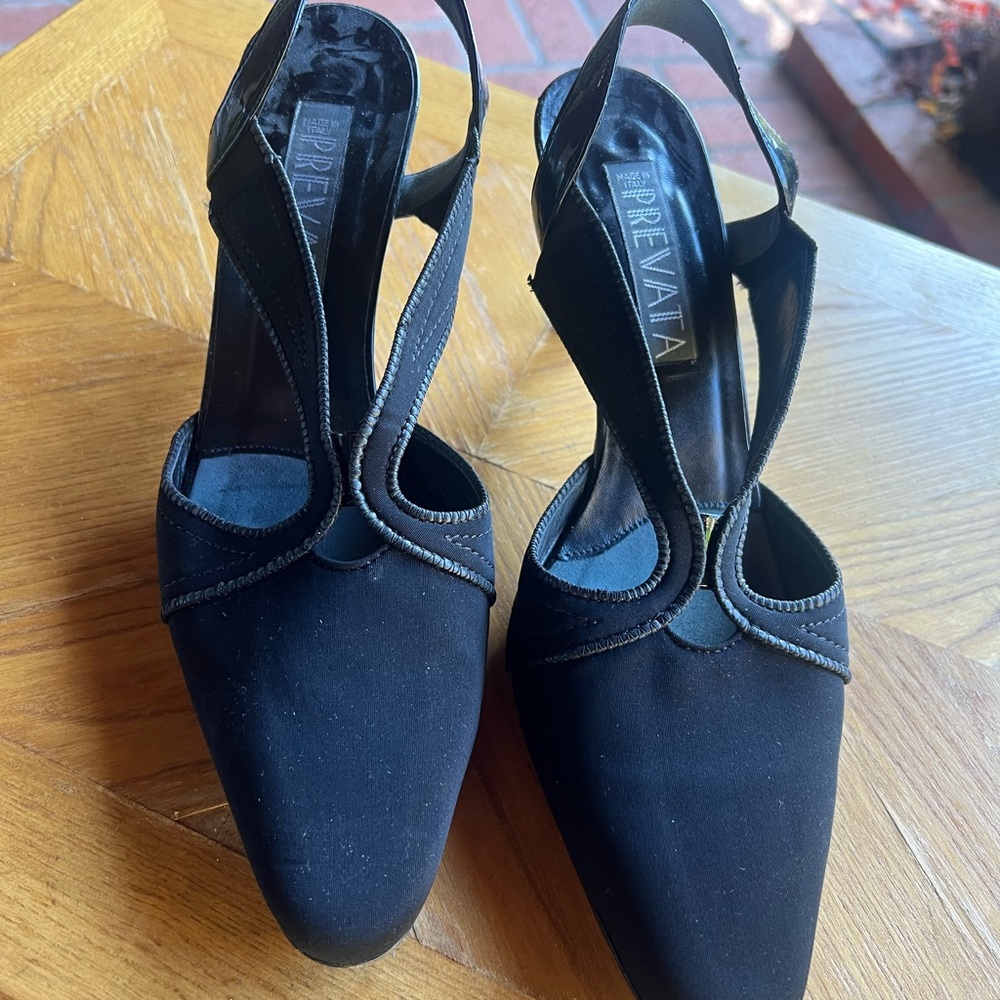 Prevata Black Slingback Heels